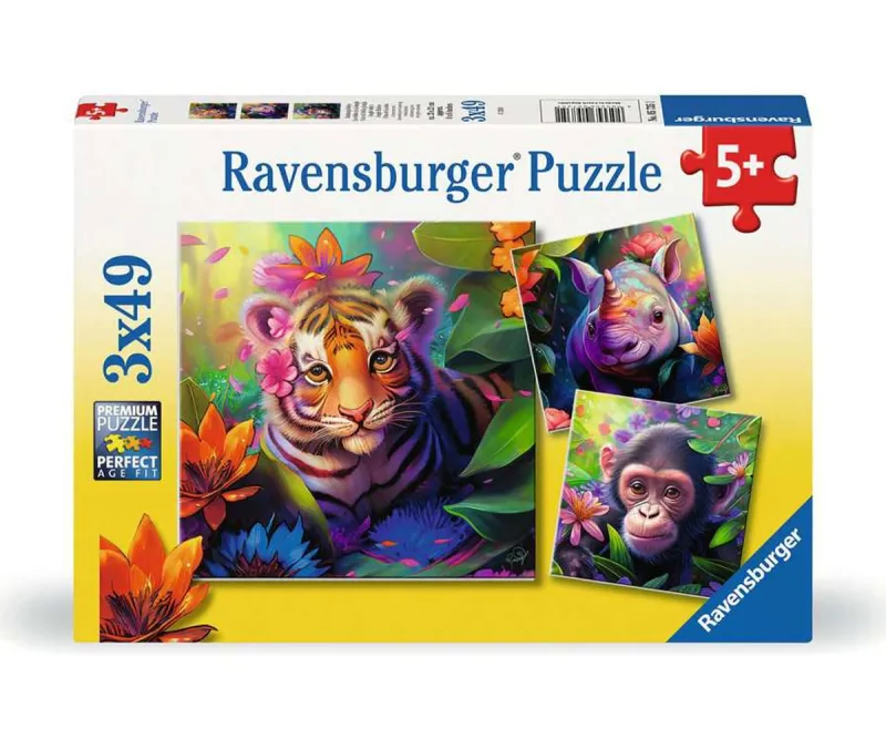 Пъзел Ravensburger Бебета от джунглата, 3 x 49 части