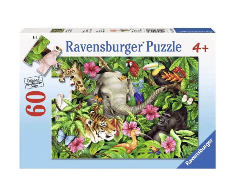 Пъзел Ravensburger Животни в тропиците, 60 части