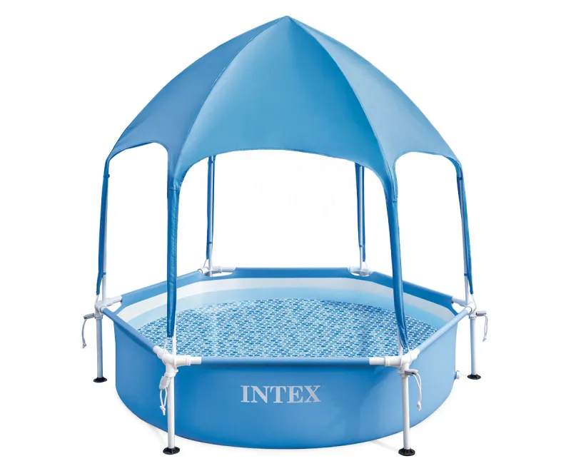 Надуваем басейн Intex 183x38 см с метална рамка и сенник