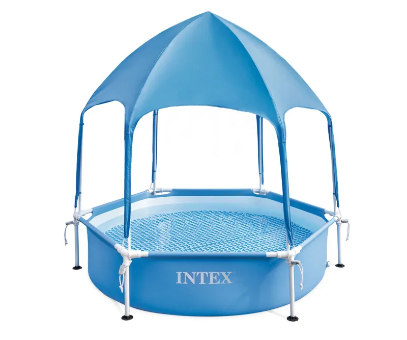 Надуваем басейн Intex 183x38 см с метална рамка и сенник