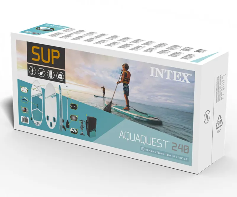 Надуваем SUP борд Intex Aqua Quest 240 Youth, 244x76 см