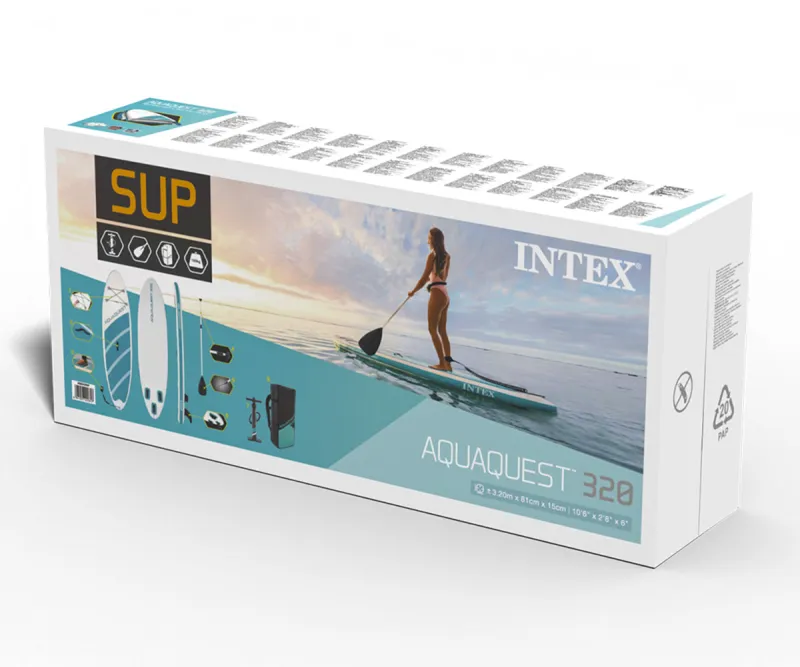 Надуваем SUP борд Intex Aqua Quest 320 с гребло, 302x81 см
