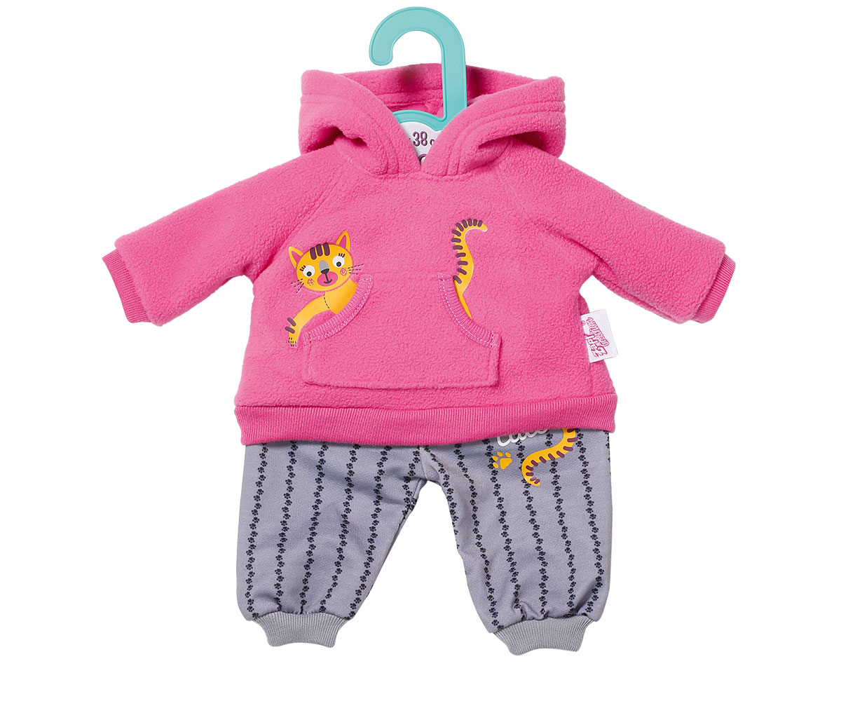 Дрешки Dolly Moda за кукла 36 см, розов комплект с коте