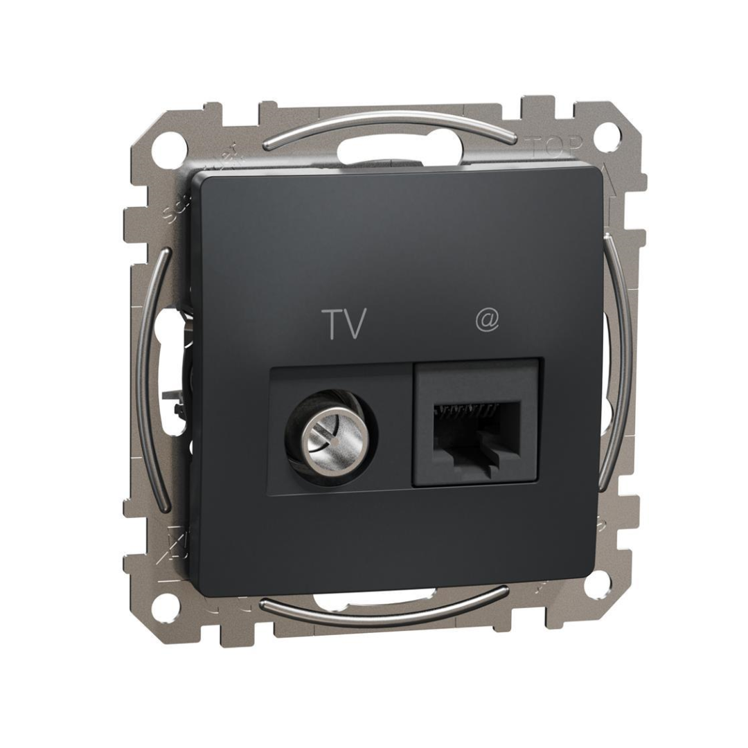 Розетка TV+RJ45 UTP cat.6 цвят Антрацит Sedna SE
