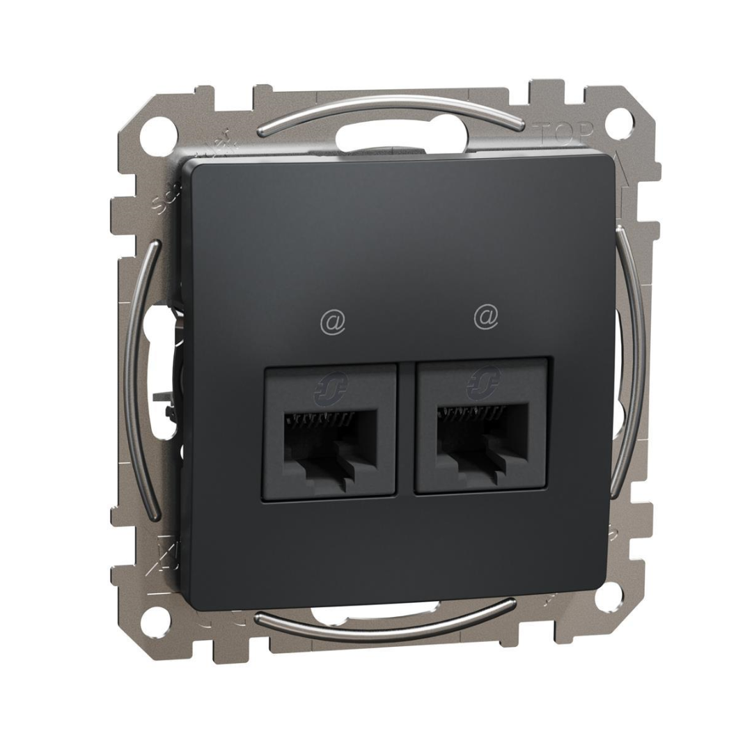 Розетка 2xRJ45 UTP cat.6 S-One цвят Антрацит Sedna SE