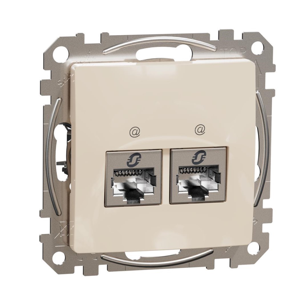 Розетка 2xRJ45 STP cat.5e S-One цвят Крем Sedna SE