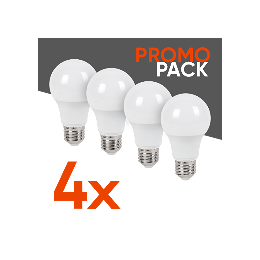 Промо пакет 4бр./кутия LED лампа крушка А60 9W, E27, 4000K, 220-240V AC