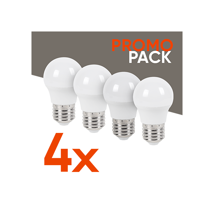 Промо пакет 4бр./кутия LED лампа топка G45 6W, E27, 4000K, 220-240V AC