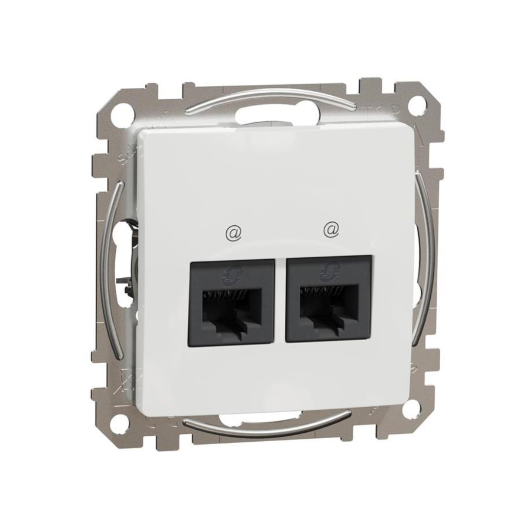 Розетка 2xRJ45 UTP cat.6A S-One цвят Бял Sedna SE