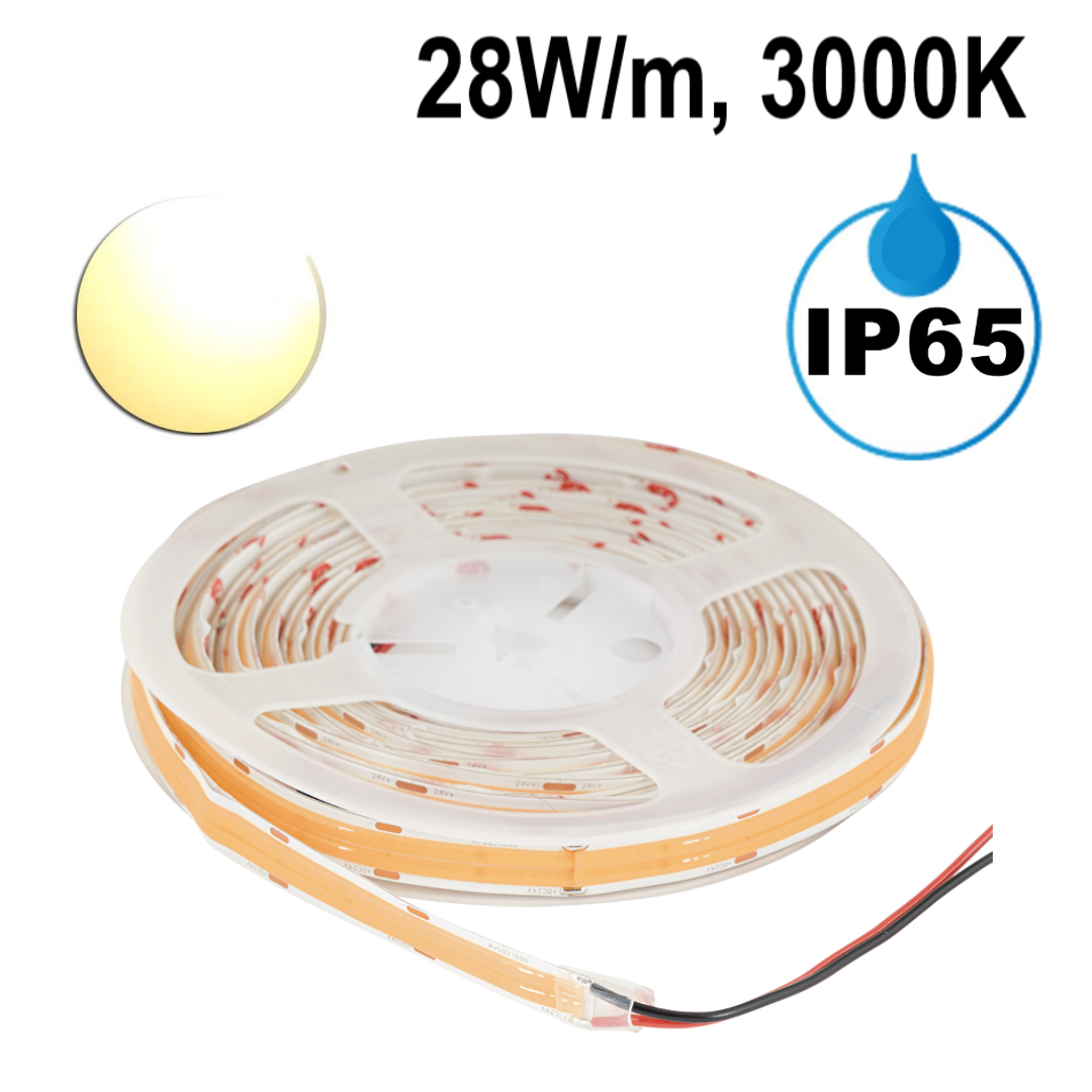 Професионална LED лента 28W/m, 130lm/W, 3000K, 24V DC, 960 LEDs/m, COB, IP65