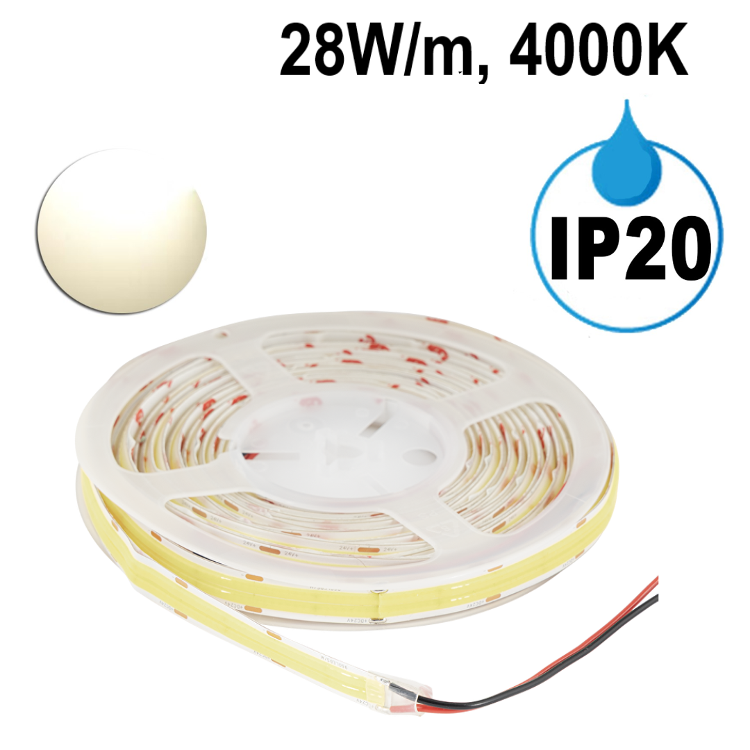 Професионална LED лента 28W/m, 135lm/W, 4000K, 24V DC, 960 LEDs/m, COB, IP20
