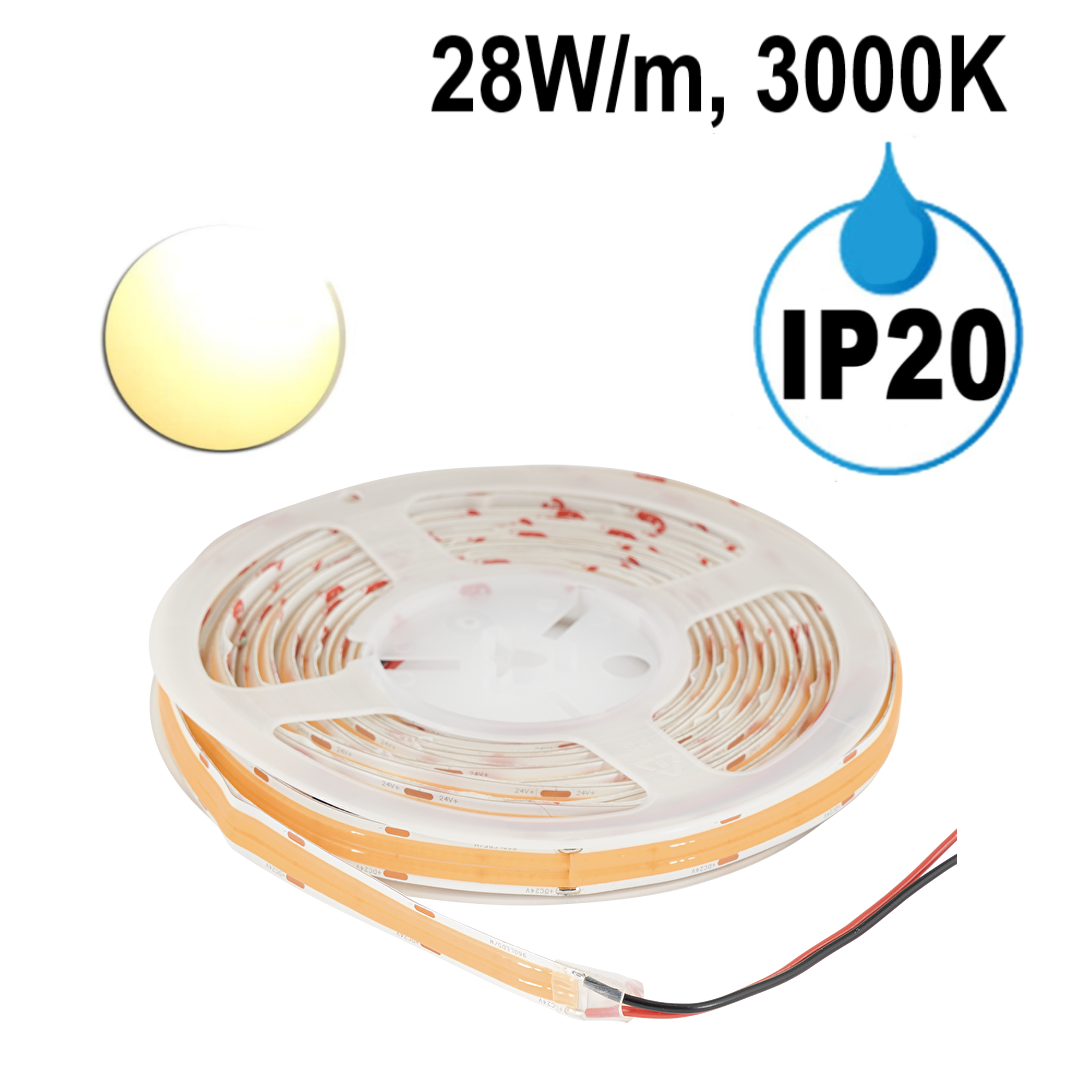 Професионална LED лента 28W/m, 3000K, 24V DC, 960 LEDs/m, COB, IP20