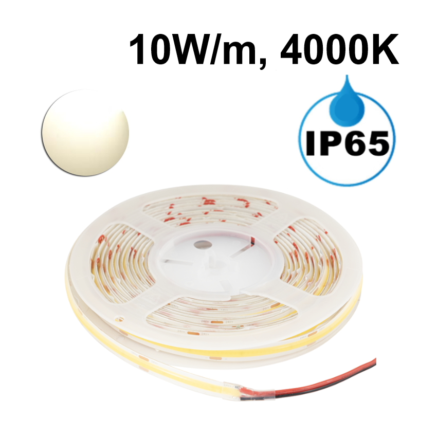 Професионална LED лента 10W/m, 4000K, 24V DC, 320 LEDs/m, COB, IP65