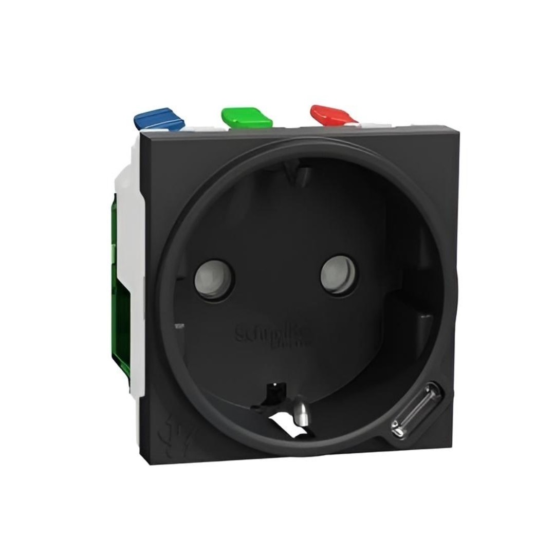 Контакт шуко с детска защита авт. и USB тип C 2 мод. цвят Антрацит Unica SE