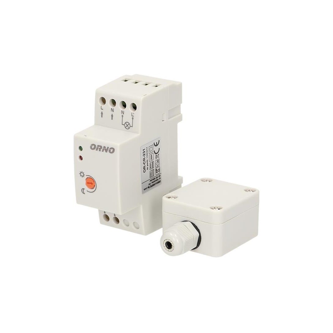 Датчик за осветеност, за DIN монтаж, 3000W, комплект с фотоклетка IP65, ORNO