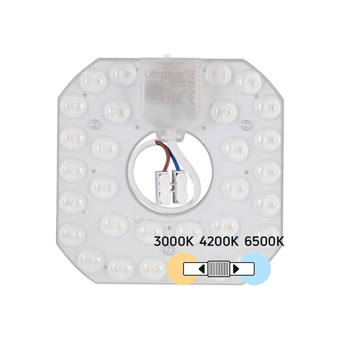 Магнитен LED модул за плафониери с превключвател, 12W, 3000K/4200K/6500K, 220V-240V AC