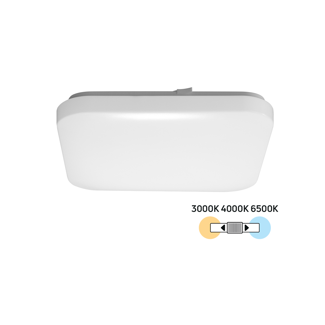 LED Slim CCT плафониера 18W, 3000K/4000K/6500K, 220-240V AC, квадрат, IP20