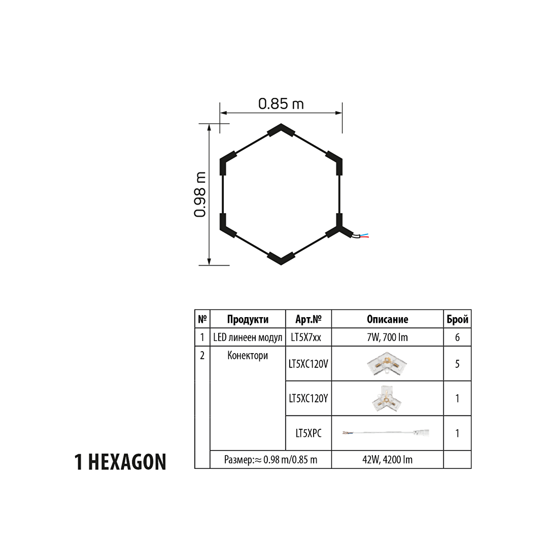 LED модулно линейно тяло 7W, 4000K, 220-240 V AC, 270°, 700lm, IP20