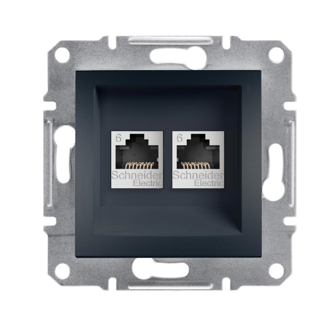Розетка 2xRJ45 UTP cat.6 цвят Антрацит Asfora SE