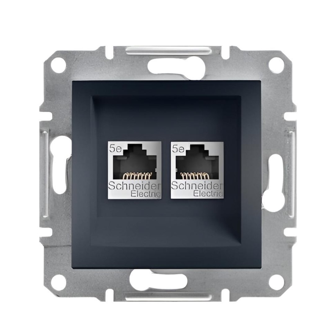Розетка 2xRJ45 UTP cat.5e цвят Антрацит Asfora SE