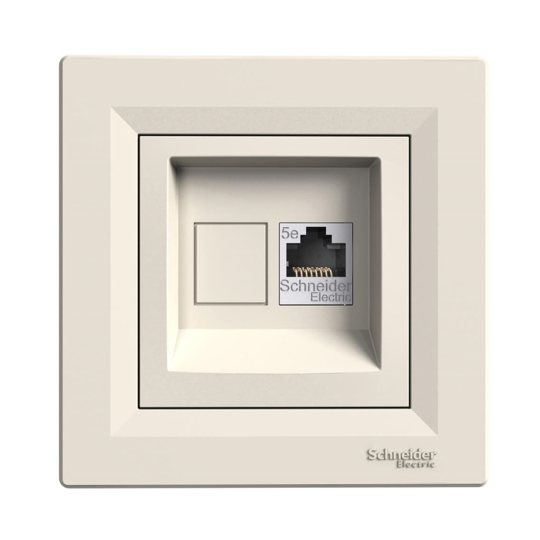 Розетка RJ45 UTP cat.5е моноблок цвят Крем Asfora SE