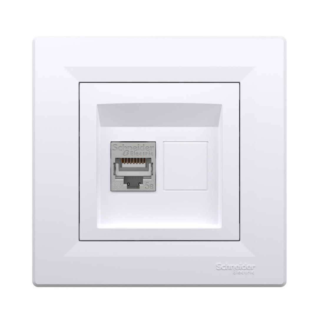 Розетка 1xRJ45 STP cat.5e моноблок цвят Бял Asfora SE