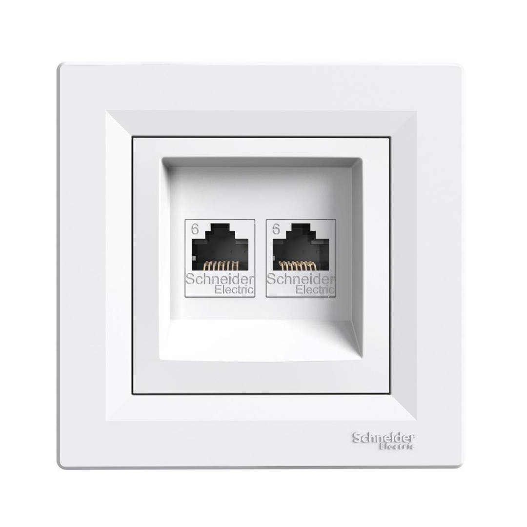 Розетка 2xRJ45 UTP cat.6 моноблок цвят Бял Asfora SE
