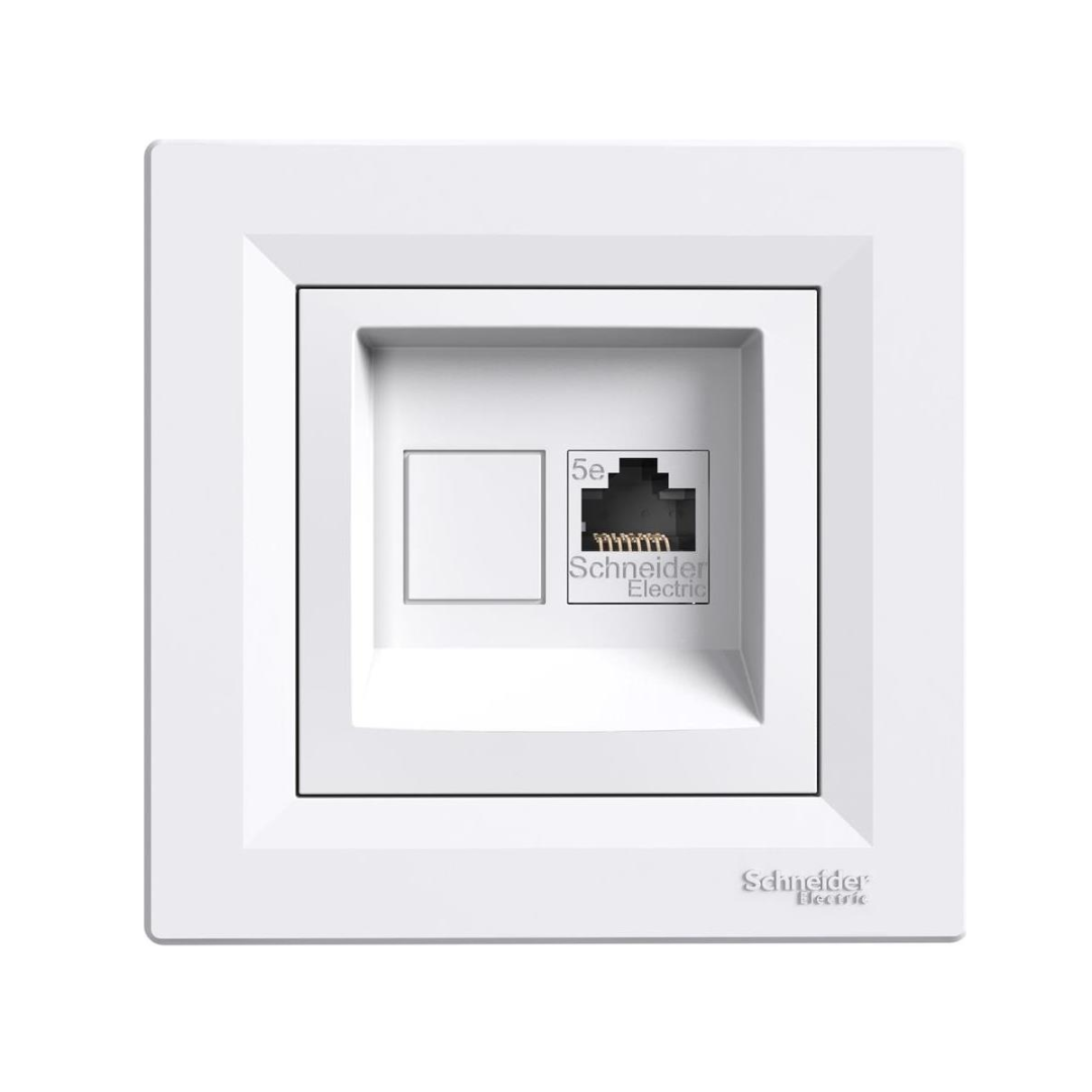 Розетка RJ45 UTP cat.5е моноблок цвят Бял Asfora SE