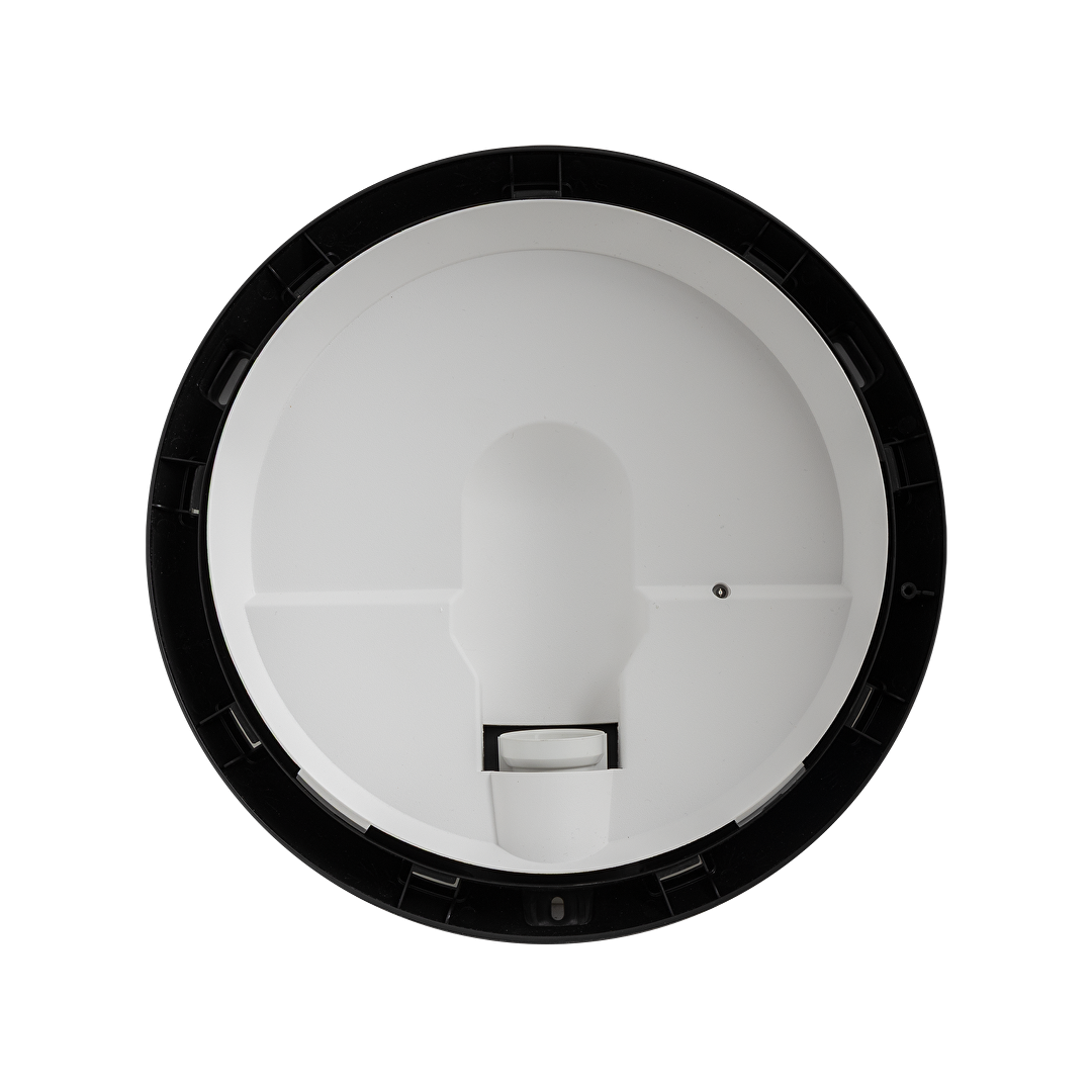 LED Плафониера, кръг, черна рамка, Е27, 220-240V AC, IK08, IP65