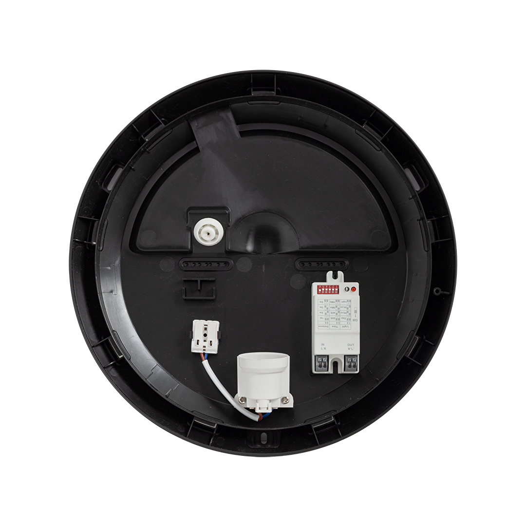 LED Плафониера, кръг, черна рамка, Е27, 220-240V AC, IK08, IP65