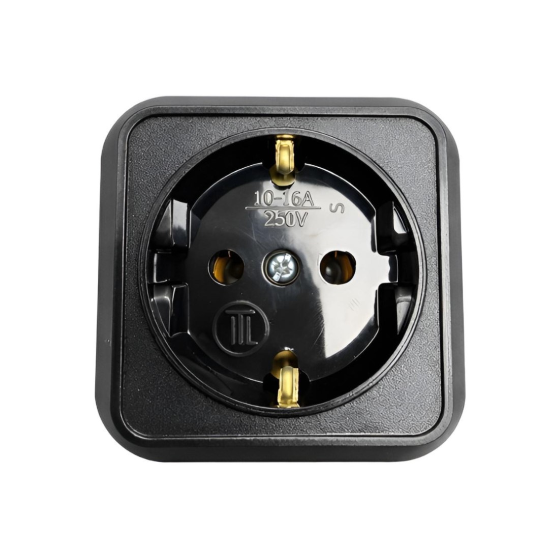 Контакт за открит монтаж, 16A, 230V, Черен