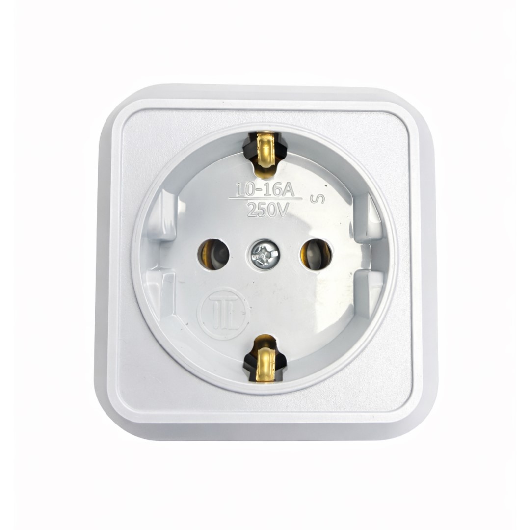 Контакт за открит монтаж, 16A, 230V, Бял