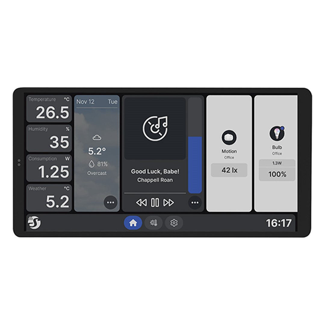 Пулт за управление със Smart реле 1х On/Off 5A изисква неутрала черен Shelly Wall Display X2i