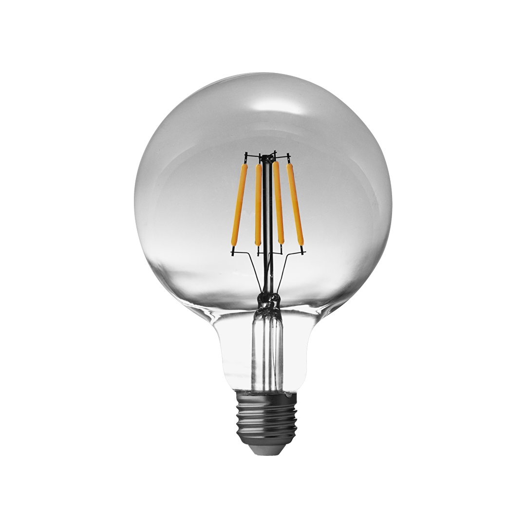LED filament лампа топка, опушен, G125, 5W, E27, 1800K, 230V AC, амбър