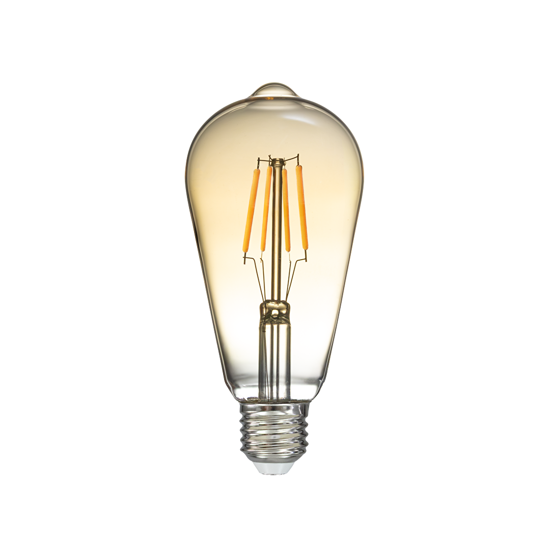 LED filament лампа крушка, амбър, ST64, 5W, E27, 1800K, 230V AC, амбър
