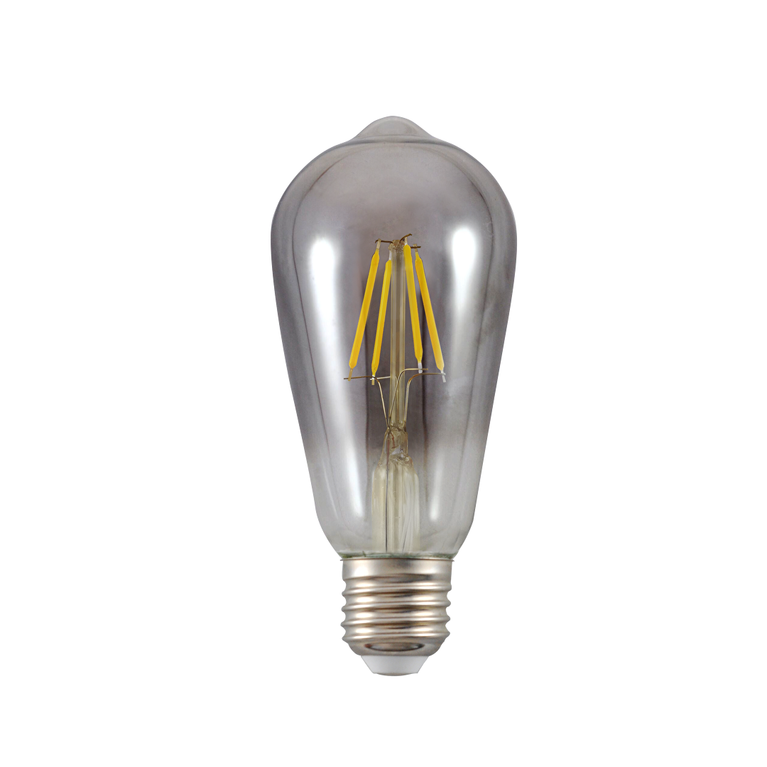 LED filament лампа крушка опушен, ST64, 5W, E27, 1800K, 230V AC, амбър