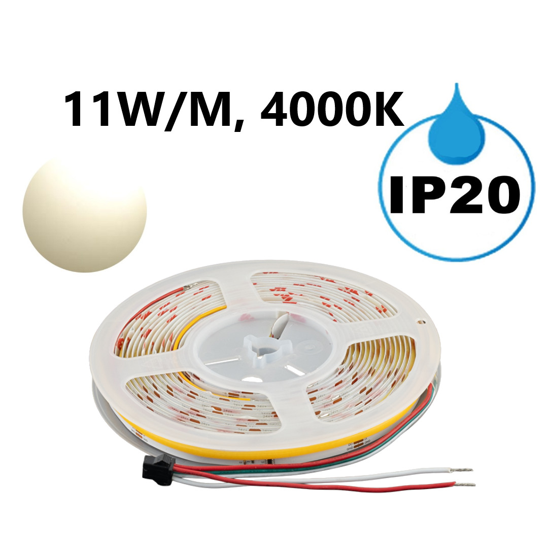 Дигитална LED лента едноцветна 11W/m, 4000K, IC WS2811, 24V DC, 10 pixels/m, COB, 5m, IP20