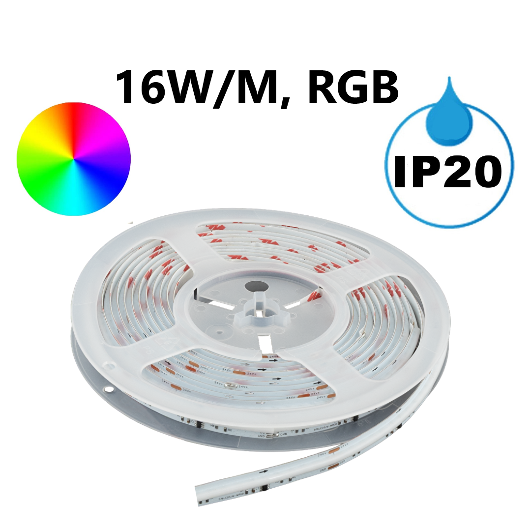 Дигитална RGB LED лента 16W/m, IC WS2811, 24V DC, 16 pixels/m, COB, 5m, IP20