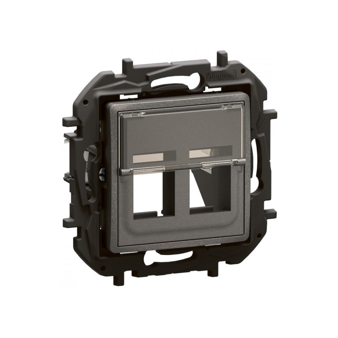 Розетка за 2xRJ45 Keystone цвят Сив Niloe New Legrand