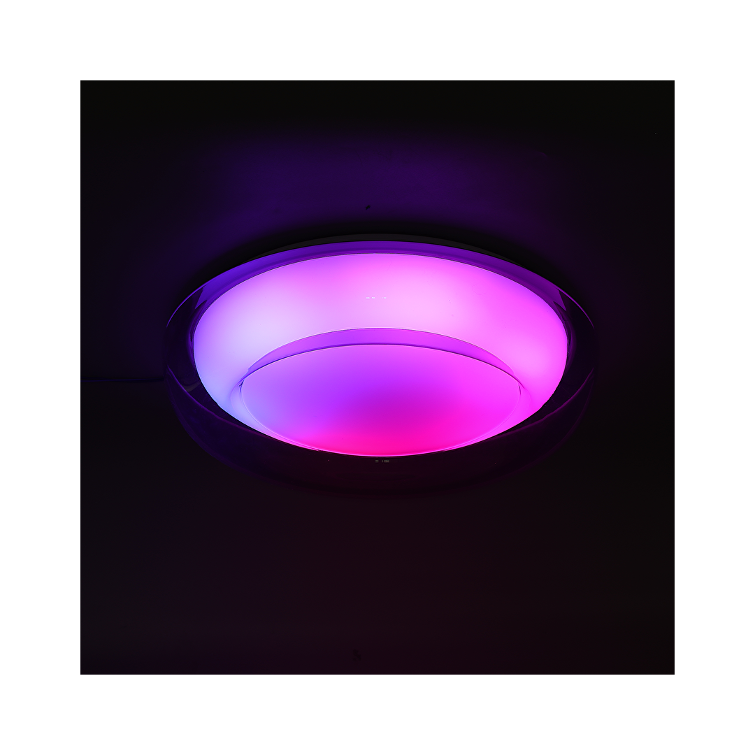 LED димираща ССТ+RGB плафониера с дистанционно управление, опушен кварц, 28W+5W, 3000K-6000К, 220-240V AC, кръг, IP20