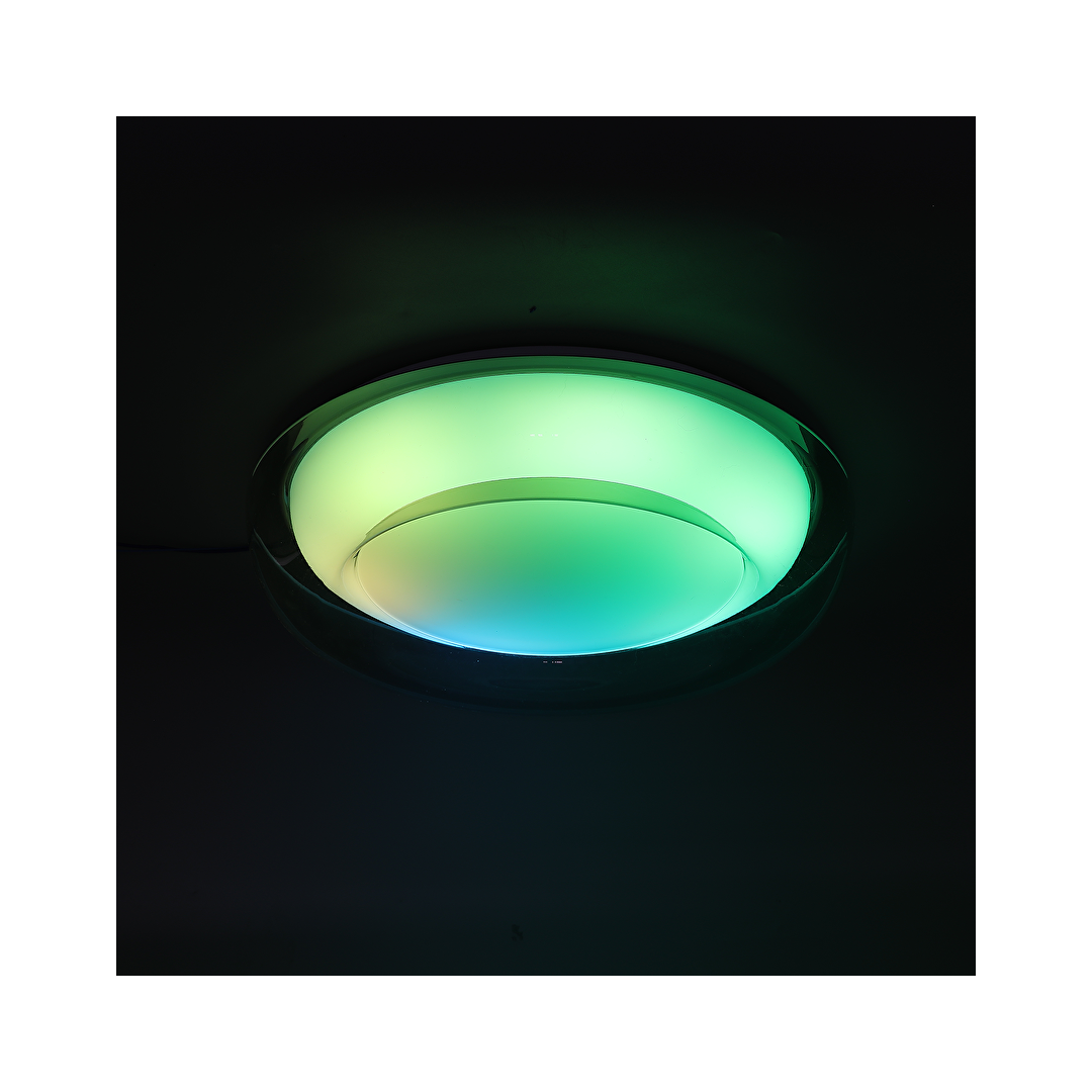 LED димираща ССТ+RGB плафониера с дистанционно управление, опушен кварц, 28W+5W, 3000K-6000К, 220-240V AC, кръг, IP20