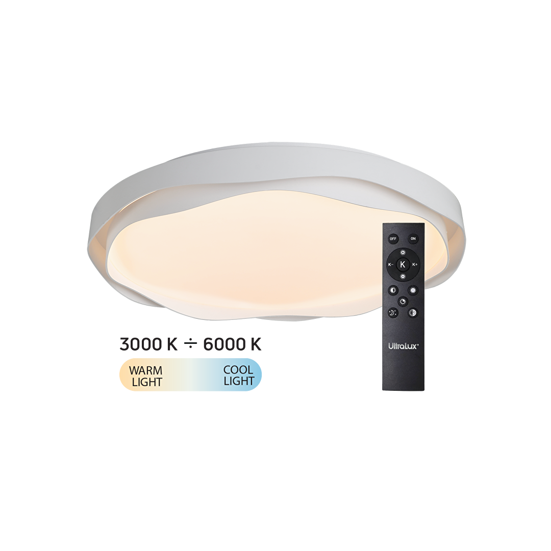 LED димираща ССТ плафониера с дистанционно управление бял, max.72W, 3000K-6000К, 220-240V AC, кръг, IP20