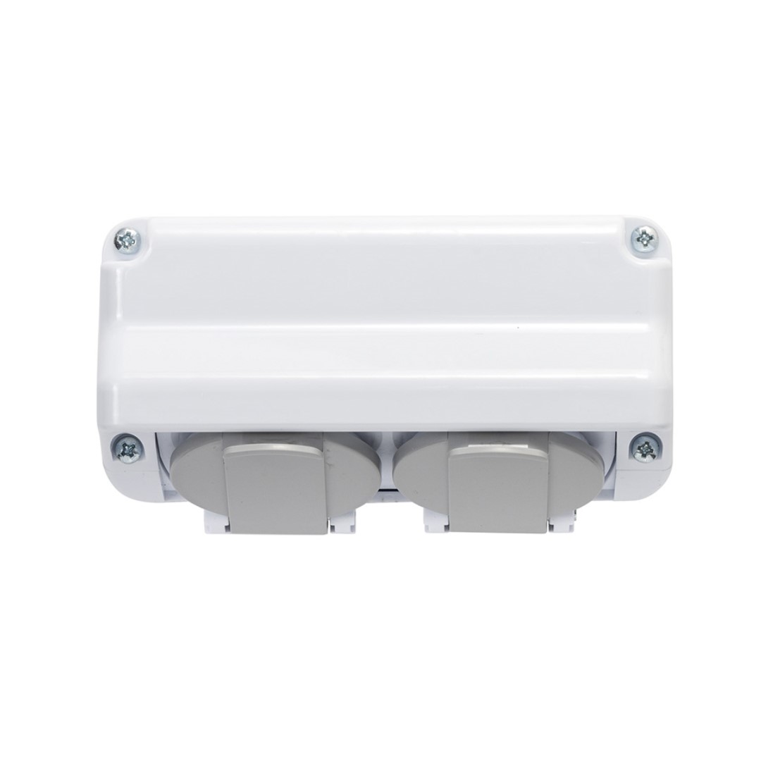 Контакт двоен IP44, 16A, 250V, Бял
