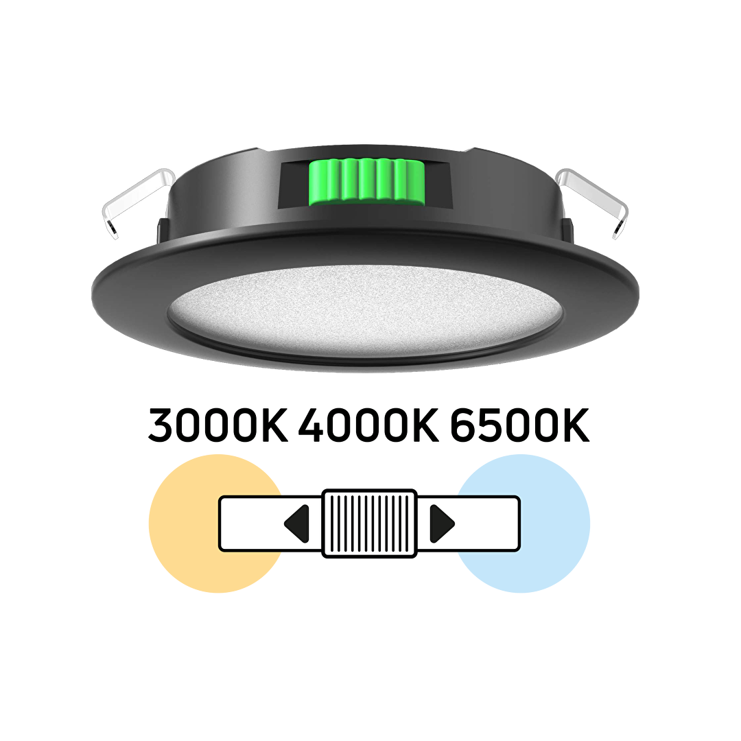 Мебелна LED луна за вграждане, кръг, 4W, 3000K/4000K/6500K, 12V DC, IP44, черна