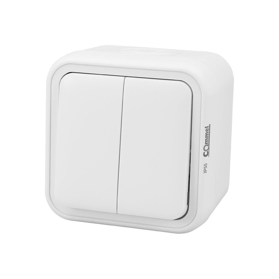 Сериен ключ за открит монтаж IP55 цвят Бял Bura Commel
