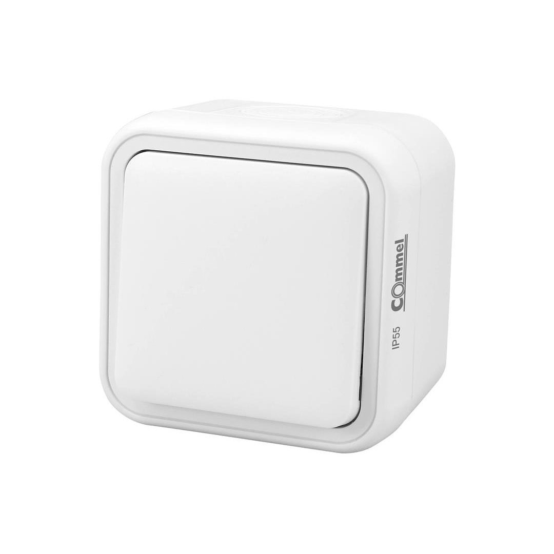 Девиаторен ключ за открит монтаж IP55 цвят Бял Bura Commel