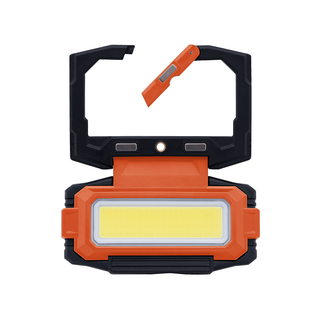Портативна LED работна лампа с магнитна основа, карабинер и стойка 10W, 7000K, 5V DC, IP54