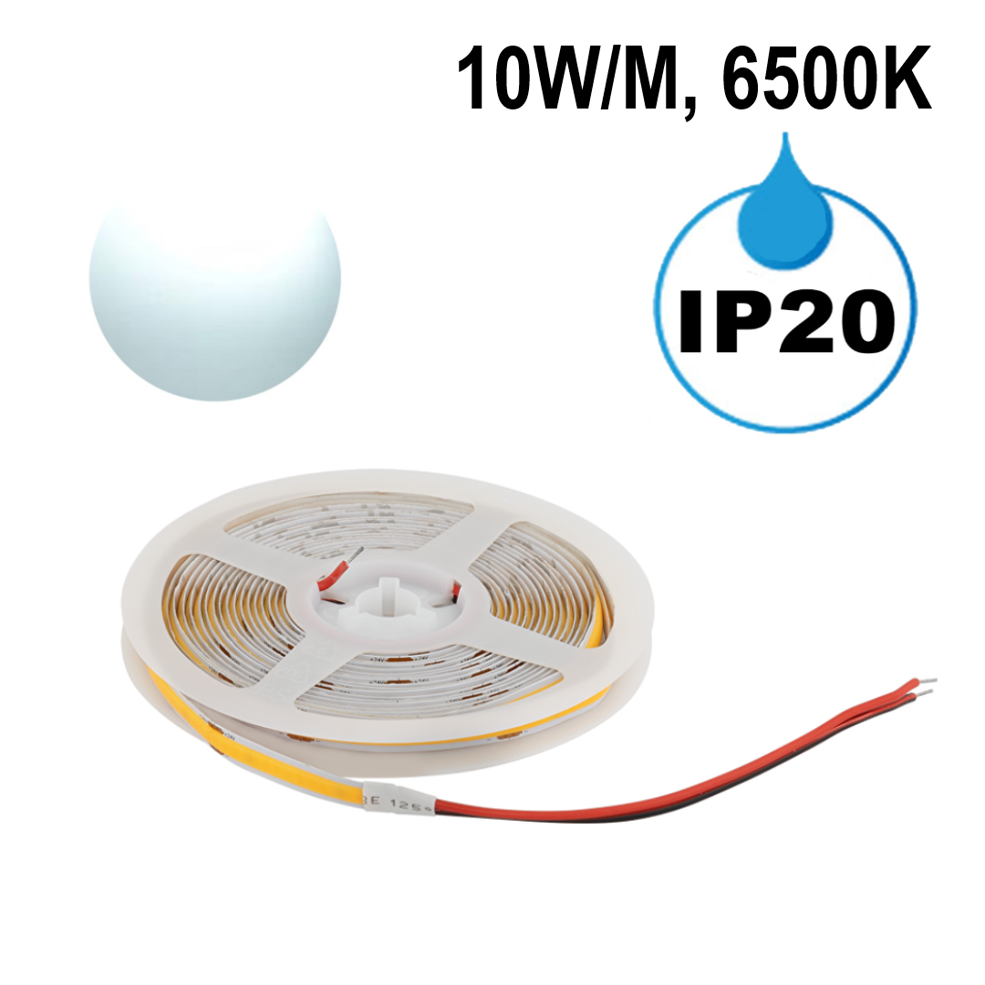 Професионална LED лента 10W/m, 6500K, 24V DC, 320 LEDs/m, COB