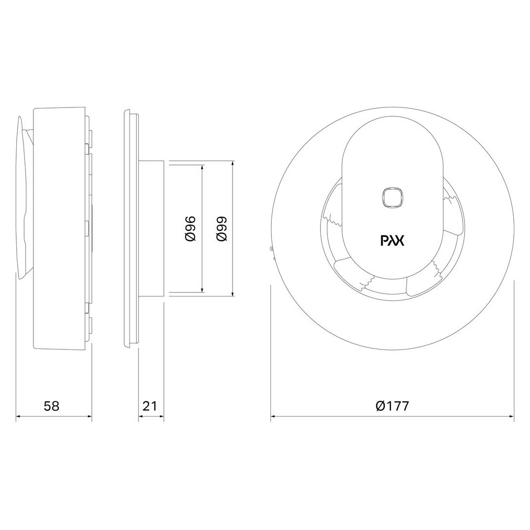 Вентилатор Smart PAX ф100-120мм, цвят Черен, 110м3/ч, 4W, 20dB PAX Norte