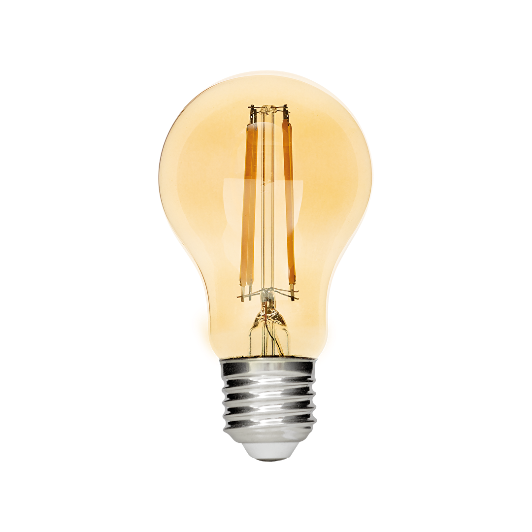 LED filament лампа крушка, димираща, 8W, E27, 1800K, 220-240V AC, амбър